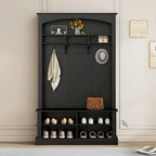 47.2 Wide Hall Tree with Bench and Shoe Storage: Multi-functional with 3 Hooks, Open Storage, Rectangle Shelves