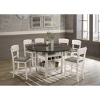 2-Piece Counter Height Dining Chair Set - Brown Oak and Gray Fabric