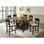 2-Piece Counter Height Dining Chair Set - Brown Oak and Gray Fabric