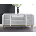 65-Inch Lacquered 4-Door 1-Drawer Sideboard with Gold Accents