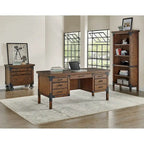 Rustic Open Bookcase Office Shelving Storage Cabinet - Brown