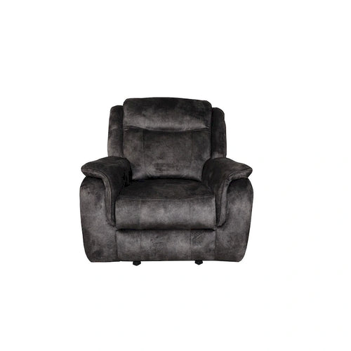 39-Inch Manual Glider Recliner Chair with Pocket Coils - Gray Faux Suede