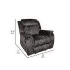 39-Inch Manual Glider Recliner Chair with Pocket Coils - Gray Faux Suede