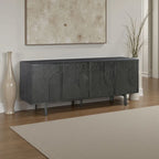Dene 79 Inch Serving Cabinet Buffet Sideboard Console with 4 Doors, Black