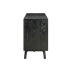 79-Inch Black Oak Buffet Sideboard with 4 Doors