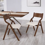 2-Piece Upholstered Folding Dining Chair, Space Saving Wood Chairs - 2-Pack