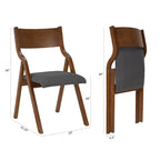 2-Piece Upholstered Folding Dining Chair, Space Saving Wood Chairs - 2-Pack