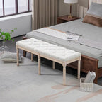 46-Inch Cream White End-of-Bed Bench with Button Tufted Thick Padding
