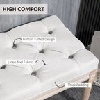 46-Inch Cream White End-of-Bed Bench with Button Tufted Thick Padding