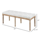 46-Inch Cream White End-of-Bed Bench with Button Tufted Thick Padding