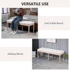 46-Inch Cream White End-of-Bed Bench with Button Tufted Thick Padding