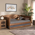 Ash Walnut Full Size Daybed with Trundle - Modern Design