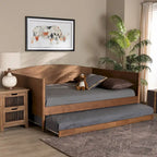 Ash Walnut Full Size Daybed with Trundle - Modern Design