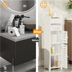 Small Bathroom Storage Cabinet with Door - 7.9D x 7.9W x 30.7H