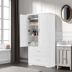Bathroom Storage Cabinet Tall Floor Storage Cabinet with Two Doors and Drawers, Adjustable Shelf