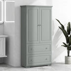 Bathroom Storage Cabinet Tall Floor Storage Cabinet with Two Doors and Drawers, Adjustable Shelf