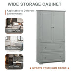 Bathroom Storage Cabinet Tall Floor Storage Cabinet with Two Doors and Drawers, Adjustable Shelf