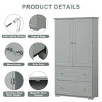 Bathroom Storage Cabinet Tall Floor Storage Cabinet with Two Doors and Drawers, Adjustable Shelf