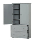 Bathroom Storage Cabinet Tall Floor Storage Cabinet with Two Doors and Drawers, Adjustable Shelf