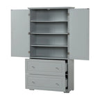 Bathroom Storage Cabinet Tall Floor Storage Cabinet with Two Doors and Drawers, Adjustable Shelf