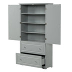 Bathroom Storage Cabinet Tall Floor Storage Cabinet with Two Doors and Drawers, Adjustable Shelf