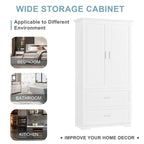 Bathroom Storage Cabinet Tall Floor Storage Cabinet with Two Doors and Drawers, Adjustable Shelf