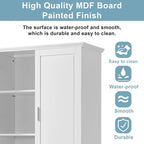 Bathroom Storage Cabinet Tall Floor Storage Cabinet with Two Doors and Drawers, Adjustable Shelf