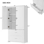 Bathroom Storage Cabinet Tall Floor Storage Cabinet with Two Doors and Drawers, Adjustable Shelf
